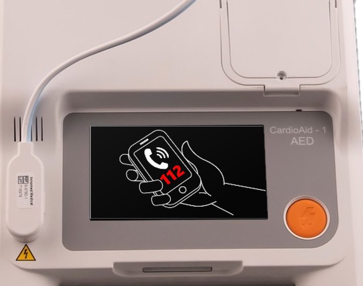 Ekran CardioAid-1 w polskiej wersji językowej: wezwij pomoc pod numer 112